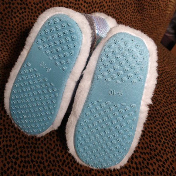 Disney- NWT Frozen Light Blue Girls Boot Slippers- Size 9/10 - Picture 6 of 9